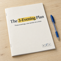 The 3-Evening Plan booklet on a desk with a blue pen